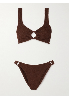 Hunza G - Hallie Metallic Seersucker Bikini - Brown - One size