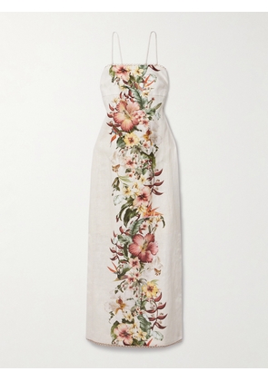 Zimmermann - + Net Sustain Lexi Tie-detailed Cutout Floral-print Linen Maxi Dress - Multi - 00,0,1,2,3,4