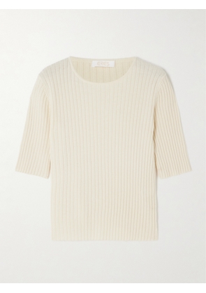 Eres - Intime Ribbed Wool And Cashmere-blend Top - Ivory - small,medium,large