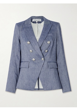 Veronica Beard - Miller Dickey Double-breasted Linen-blend Blazer - Blue - US0,US2,US4,US6,US8,US10,US12,US14