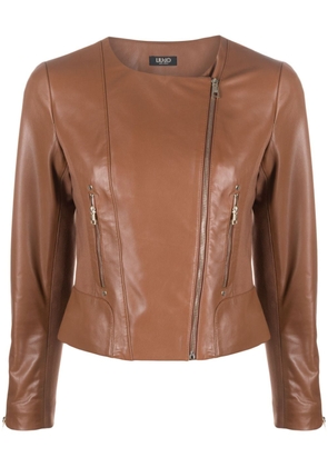LIU JO zip-up leather jacket - Brown