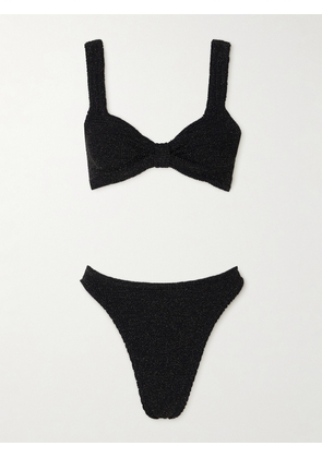 Hunza G - Bonnie Metallic Seersucker Bikini - Black - One size