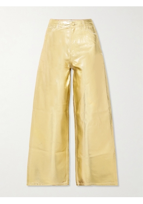 GANNI - Metallic High-rise Wide-leg Organic Jeans - Gold - 24,25,26,27,28,29,30,31,32