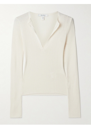Max Mara - Urlo Ribbed Silk And Cashmere-blend Sweater - White - x small,small,medium,large,x large