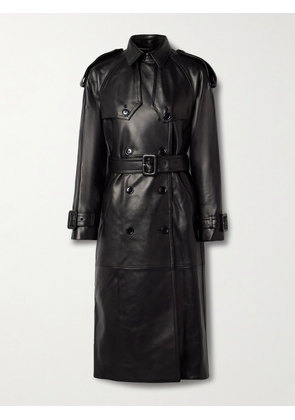 Salon 1884 - Filippa Double-breasted Belted Leather Trench Coat - Black - small,medium