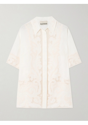 ALÉMAIS - Pegasus Embroidered Linen Shirt - Ivory - UK 6,UK 8,UK 10,UK 12,UK 14