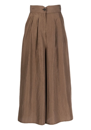 Dusan notched-waist silk palazzo pants - Brown