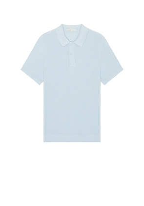 onia Cotton Textured Knit Polo in Baby Blue. Size S, XL/1X.