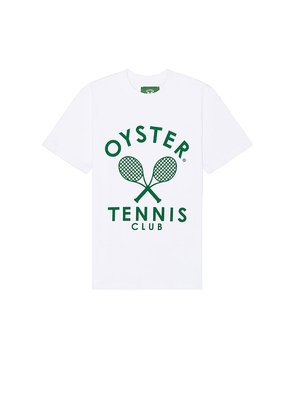 Oyster Tennis Club Members T-Shirt in White. Size M, S, XL/1X.