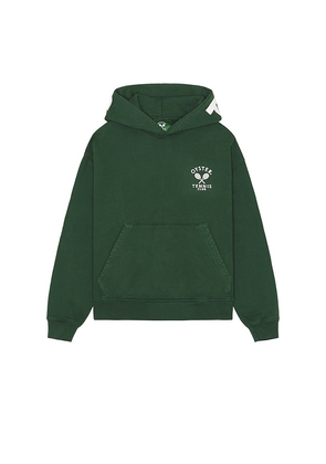 Oyster Tennis Club Pullover Hoodie in Green. Size M, S, XL/1X.