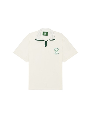 Oyster Tennis Club On Curt & Off Court Polo in Cream. Size M, S, XL/1X.
