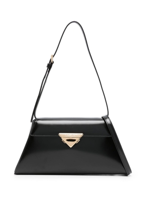 Prada triangle-logo leather shoulder bag - Black