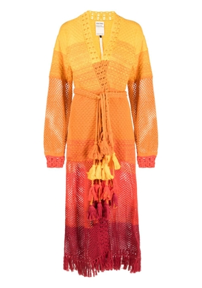 ESCVDO gradient-effect open-knit kimono - Orange