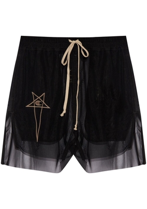 Rick Owens X Champion logo-embroidered mesh mini shorts - Black