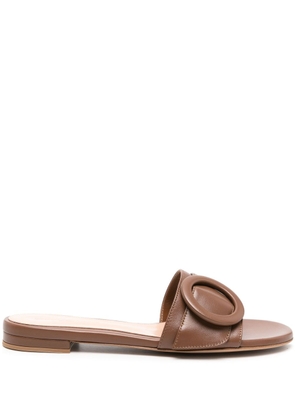 Gianvito Rossi buckle-detail leather slides - Brown