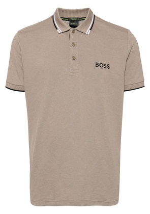 BOSS logo-embroidered cotton polo shirt - Green