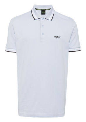 BOSS logo-embroidered cotton polo shirt - Blue
