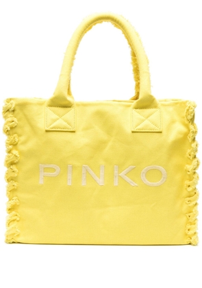 PINKO logo-embroidered beach bag - Yellow