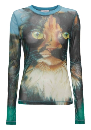 JW Anderson cat-print long-sleeve T-shirt - Green