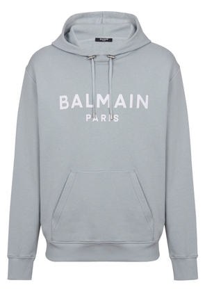 Balmain logo-print cotton hoodie - Grey