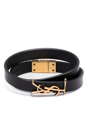 Saint Laurent Cassandre leather bracelet - Gold
