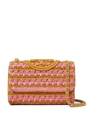 Tory Burch small Fleming crochet-knit shoulder bag - Pink