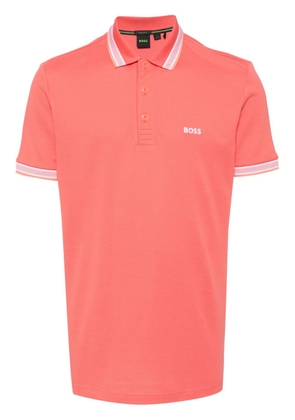 BOSS logo-embroidered cotton polo shirt - Pink