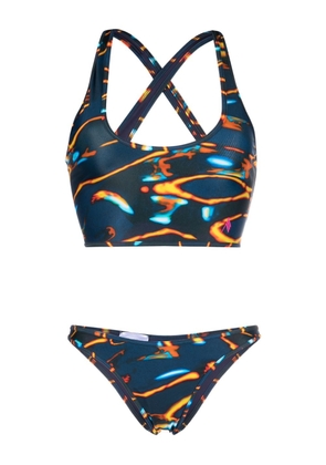 The Attico abstract-print two-piece bikini set - Blue