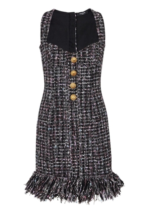 Balmain button-embellished tweed minidress - Black