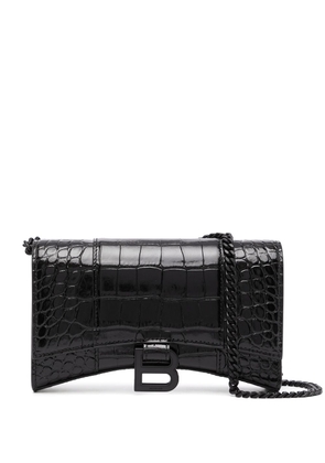 Balenciaga Hourglass crocodile-embossed wallet-on-chain - Black