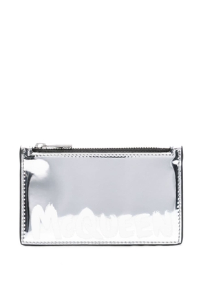 Alexander McQueen logo-print leather wallet - Silver