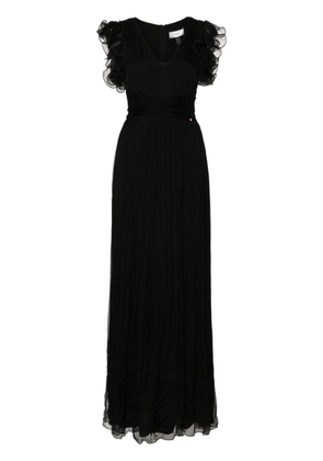 NISSA ruffled silk maxi dress - Black