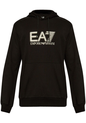 Ea7 Emporio Armani logo-print cotton hoodie - Black