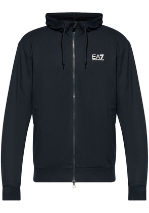 Ea7 Emporio Armani zip-up cotton hoodie - Blue