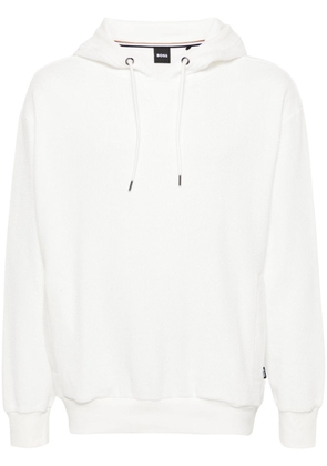 BOSS bouclé cotton hoodie - White