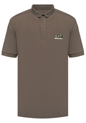 Ea7 Emporio Armani logo-patch short-sleeve polo shirt - Brown