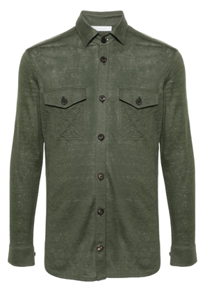 Cruciani slub-texture linen shirt - Green