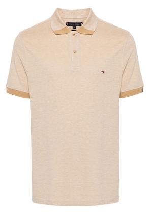 Tommy Hilfiger logo-embroidered organic cotton blend polo shirt - Neutrals