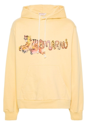 Marni logo-print cotton hoodie - Yellow