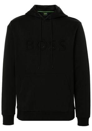 BOSS embossed-logo hoddie - Black