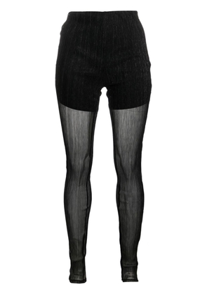 Recto layered semi-sheer pleated leggings - Black