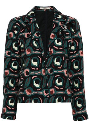 Odeeh abstract-print open-front blazer - Black