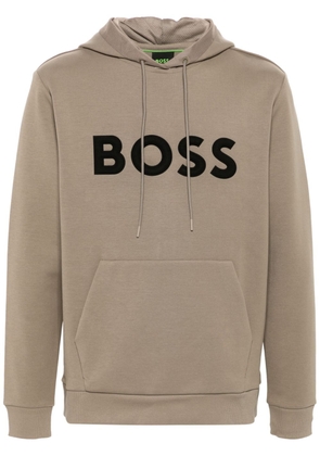 BOSS embossed-logo hoodie - Neutrals
