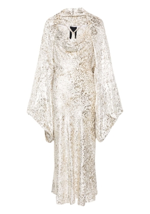 1309 Studios leopard-print velvet midi dress - White