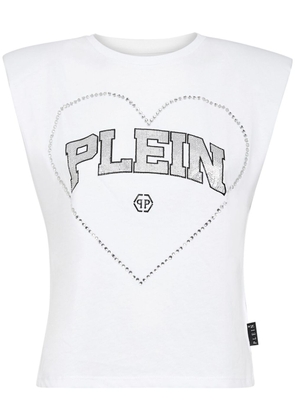 Philipp Plein rhinestone-embellished cotton tank top - White