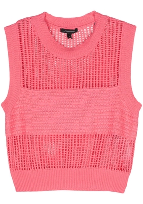 Armani Exchange panelled crochet-knit crop top - Pink