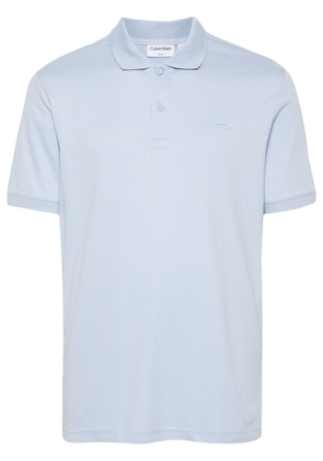 Calvin Klein logo-patch cotton polo shirt - Blue