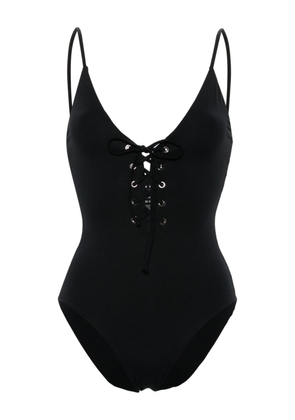 Federica Tosi lace-up V-neck swimsuit - Black