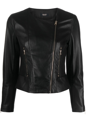 LIU JO zip-up leather jacket - Black