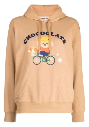 CHOCOOLATE logo-print long-sleeve hoodie - Brown